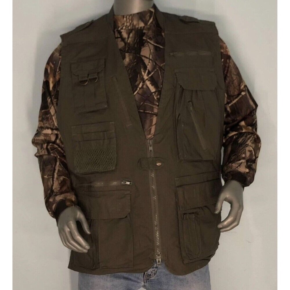 Fox Outdoor Khaki Utility Vest Size L Fishing Hunting Tactical Pockets Vented